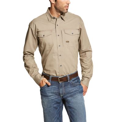 Ariat Rebar Workman Logo - Werkhemd Khaki Heren - 16382-123